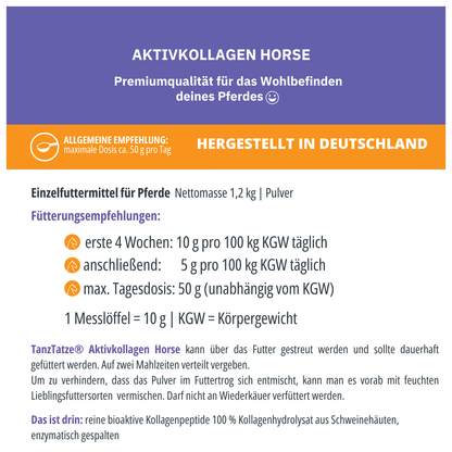 TanzTatze Aktivkollagen HORSE -  Gelenkpulver zum Knorpelaufbau für Pferde